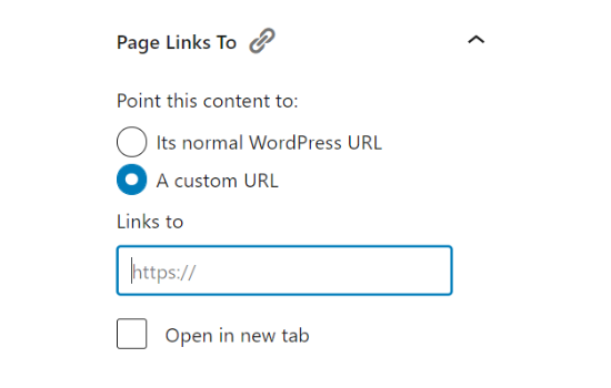 page links to in wordpress editor