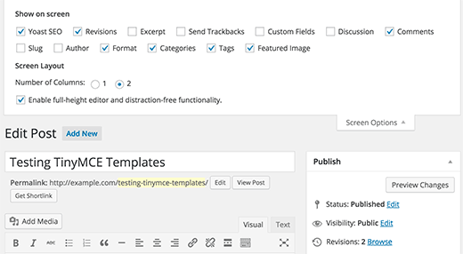 postediting screenoptions