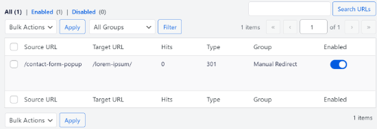 view redirect logs in aioseo