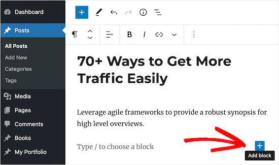 add block for page content