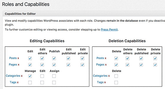 editor default capabilities