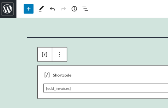 enter edd invoices shortcode