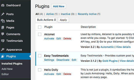 installed plugins