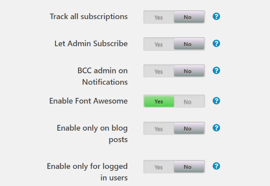 more comment subscription settings