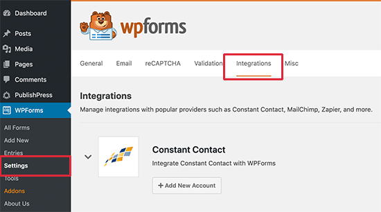 wpforms اعدادات