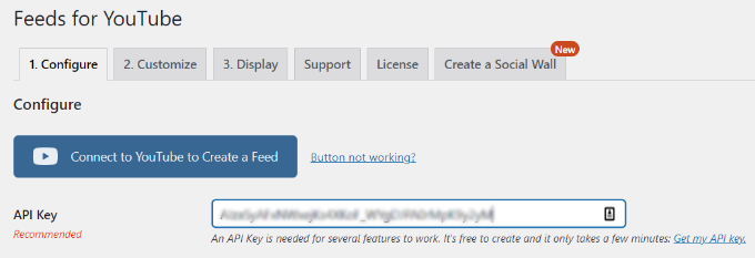 أدخل مفتاح API