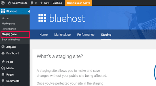 إنشاء موقع انطلاق في Bluehost