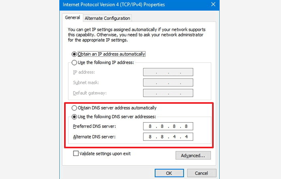 تغيير خوادم DNS في Windows