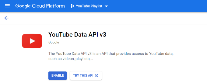 تمكين YouTube API