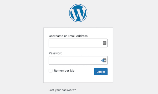 صفحة تسجيل الدخول الافتراضية لـ ووردبريس