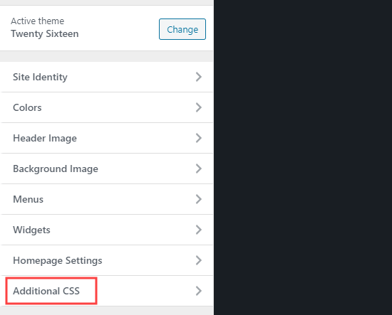 appearance customize additional css