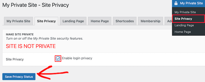 enable login privacy