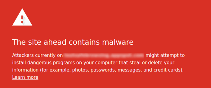 google safe browsing tool malware warning