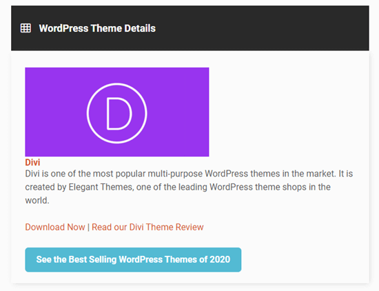 isitwp theme details detected