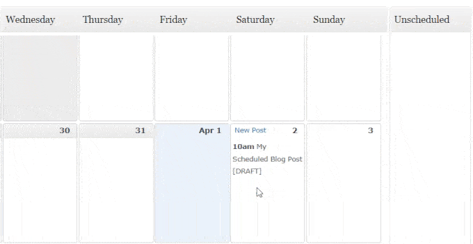 unschedule post with editorial calendar