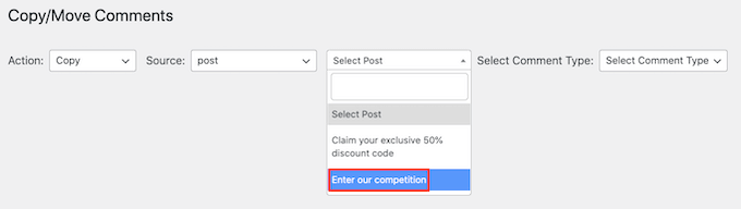 wordpress select post