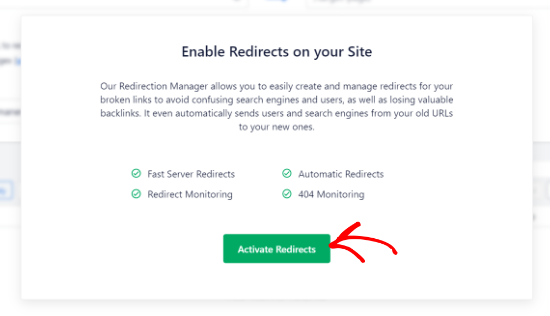 activate redirects in aioseo 1