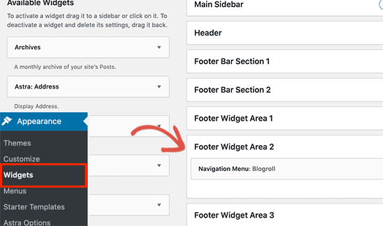 footer widget area