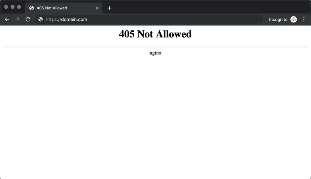 405 not allowed error nginx chrome