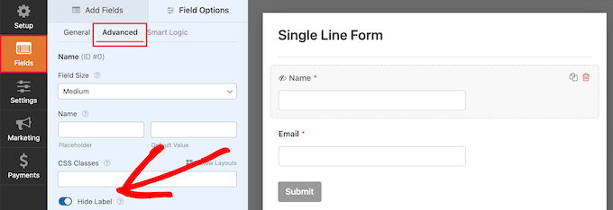 hide form labels