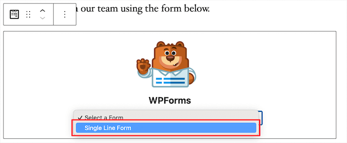 select single line form drop down